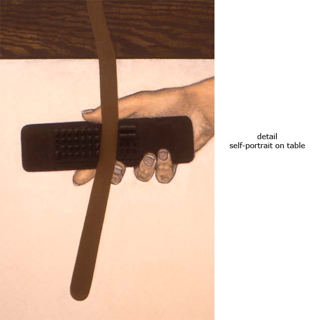 detail self portrait on table